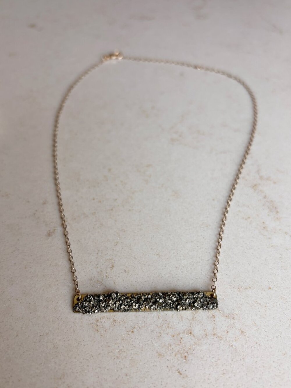 Dea Dia Pyrite Bar Necklace | Adjustable Artisan Necklace
